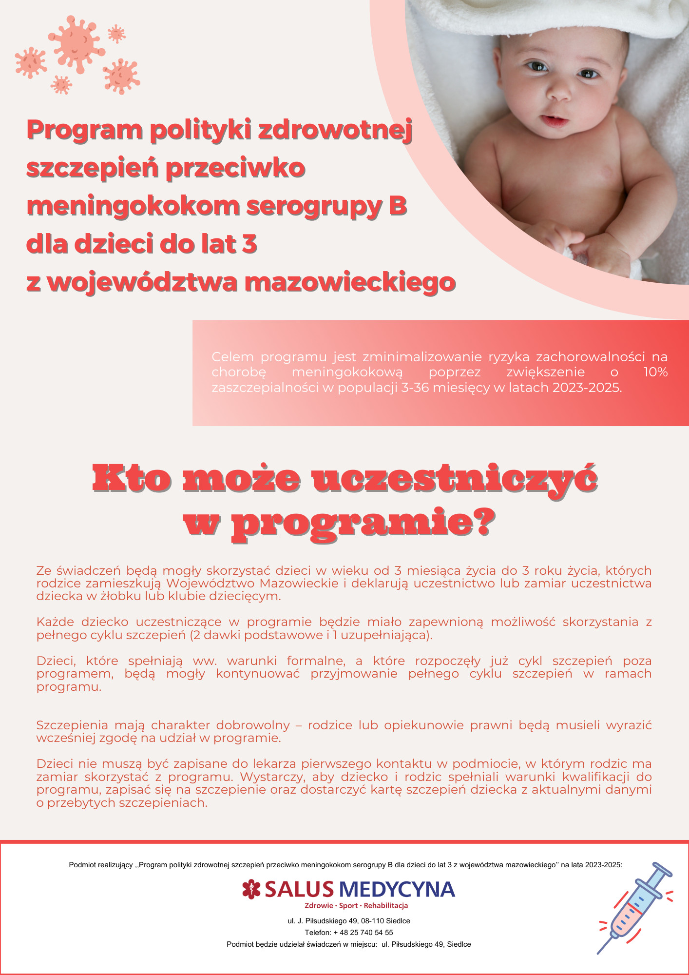 Plakat z niemowlakiem mówiący o szczepieniach